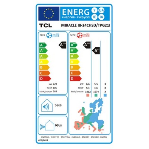 ΚΛΙΜΑΤΙΣΤΙΚΟ TCL MIRACLE III-24CHSD//TPG21I INVERTER 24000BTU R32 WI-FI